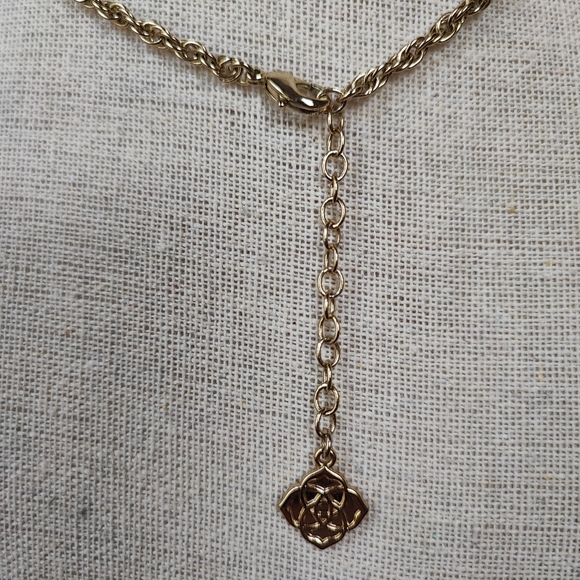 Kendra Scott Necklace Gold Tone Tassel Chain Faux Turquoise FLAW - Picture 14 of 14